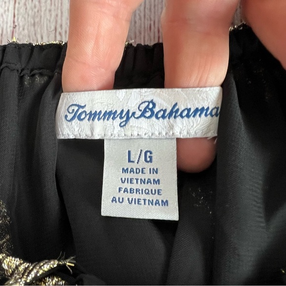 TOMMY BAHAMA Shimmering Shores Metallic Jacquard Peasant Top Large - Picture 5 of 9